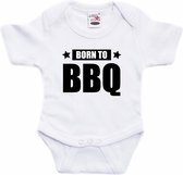 Born to BBQ tekst baby rompertje wit jongens en meisjes - Kraamcadeau barbecue liefhebber 68