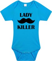 Lady killer tekst baby rompertje blauw jongens - Kraamcadeau - Babykleding 68