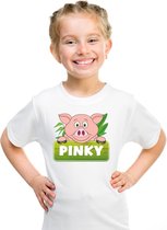 Pinky de big t-shirt wit voor kinderen - unisex - varkentje shirt - kinderkleding / kleding 134/140