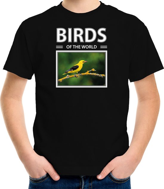 Dieren foto t-shirt Wielewaal vogel - zwart - kinderen - birds of the world - cadeau shirt Wielewaal vogels liefhebber - kinderkleding / kleding 110/116