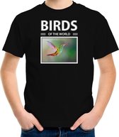 Dieren foto t-shirt Kolibrie vogel - zwart - kinderen - birds of the world - cadeau shirt vogel liefhebber - kinderkleding / kleding 122/128