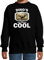 Dieren dinosaurussen sweater zwart kinderen - dinosaurs are serious cool trui jongens/ meisjes - cadeau stoere t-rex dinosaurus/ dinosaurussen liefhebber - kinderkleding / kleding 152/164