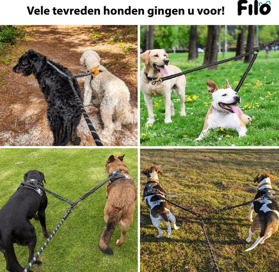 Rebel Petz Dubbele Hondenriem: Nooit Meer In De Knoop Met Twee Honden Met Draaibare Sluiting En Zacht Handvat
