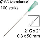 BD Microlance - Injectienaald - 0,8 x 50mm - 100 st. - Groen - 21G x 2" (Steriele naalden)