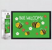 MadDeco - bee welcome - bijen - rubberen deurmat synthetische vezels - zwart - 35 x 50 cm