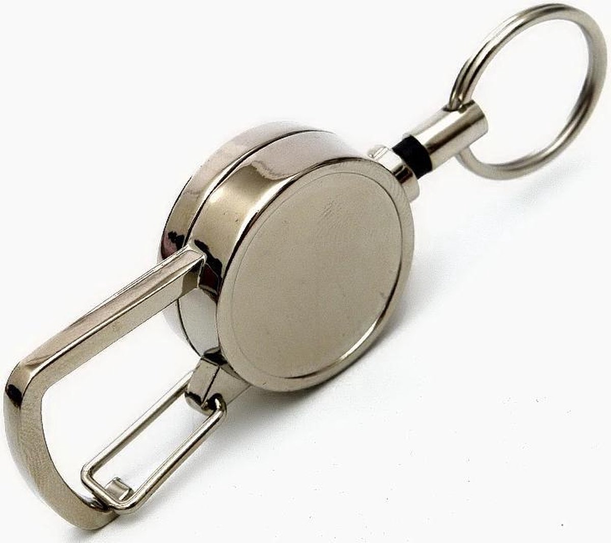 *** Sleutelhanger met koord - Karabijn Haak uittrekbaar - Metaal Zilver - van Heble® ***