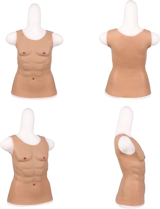 Siliconen mannen lichaam - mannenlichaam - torso - wearable borst male - Chest - transgender - siliconen huid - muscles - kunstmatige borst - Abs - Body4Everybody