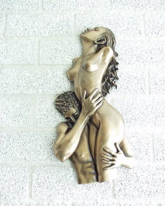 Sculpture - 47 cm de haut - Décoration murale homme et femme - bronze