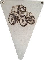 WoodR | Houten geboorteslinger - tractor | kraam cadeau | lettervlaggetjes | babyshower |