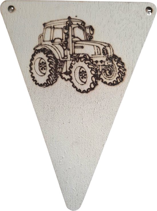 WoodR | Houten geboorteslinger - tractor | kraam cadeau | lettervlaggetjes | babyshower |