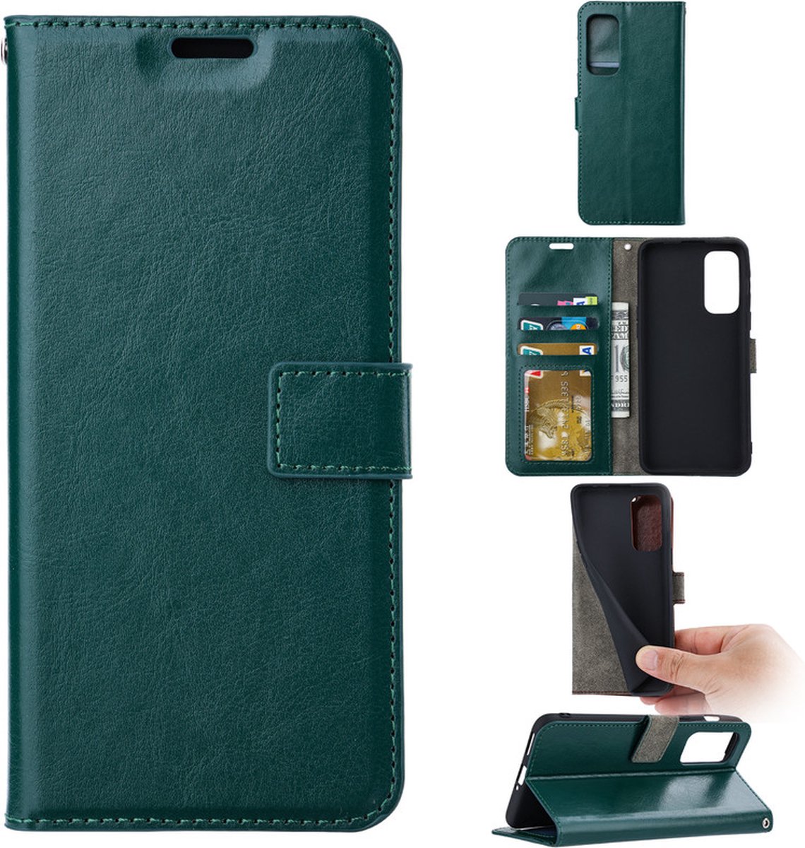 Bookcase Geschikt voor: Oppo A77 Groen - portemonnee hoesje - ZT Accessoires