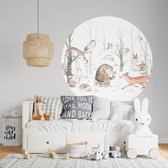 Muurcirkel Bosdieren - Ø 100 cm - Dieren - Forest Friends - wit - Muurcirkel binnen - Wanddecoratie - Forex - Babykamer en kinderkamer