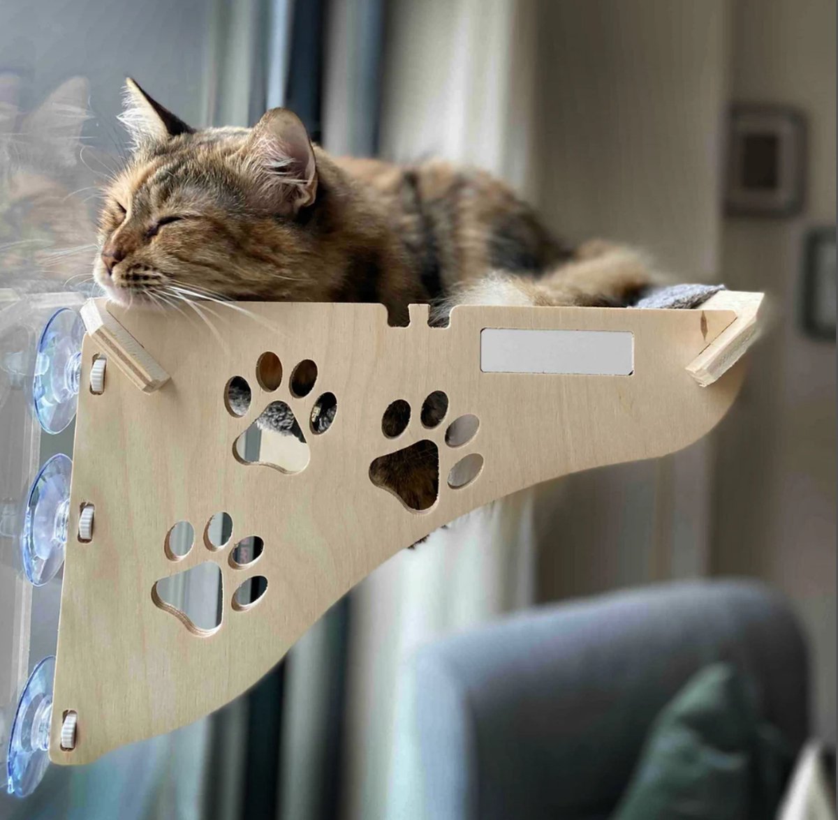 Arnillo - Kattenhangmat - Kattenhangmat Raam - Kattenmand - Kattenbed - Kattenbed Raam - Kat Decoratie - Houten Kattenhangmat – foto 3