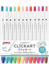 Zebra Clickart Knock Sign 0,6mm Pennen – Set van 12 Heldere Kleuren