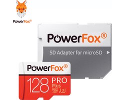 PowerFox® PRO Plus MicroSDXC 128GB met adapter + kaartjeshouder