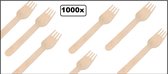 1000x Houten vork naturel 160mm - Bestek duurzaam hout vork salade vork food
