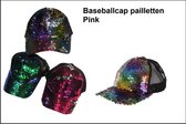 Baseballcap pailletten pink - Festival thema feest pet hoofddeksel fun paillet
