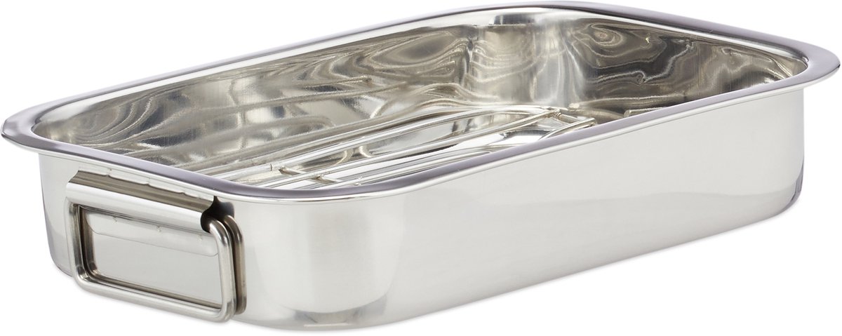 Braadslede met rooster - S - rvs - voor oven - vaatwasserbestendig - zilver