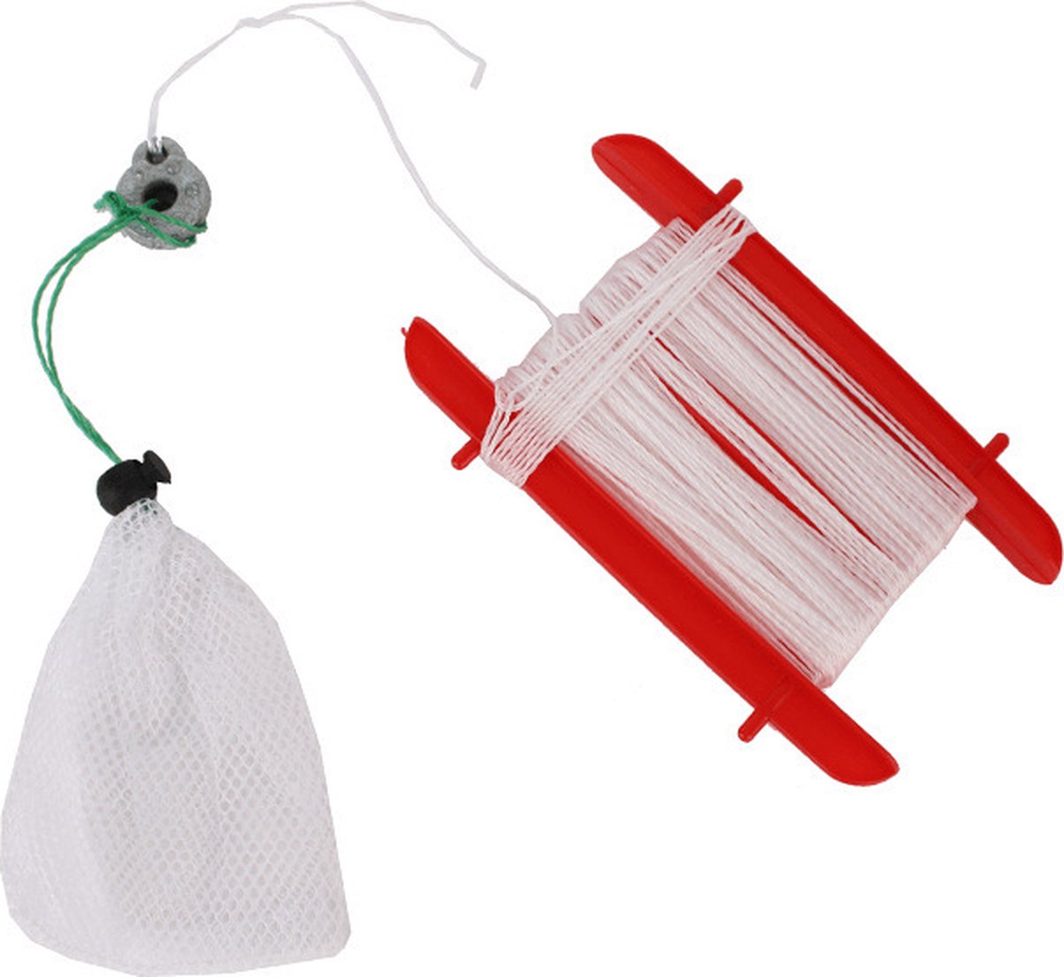 Krablijn met netje/krabben vangen - 39 cm - vissen - hengel - kinderen en volwassenen