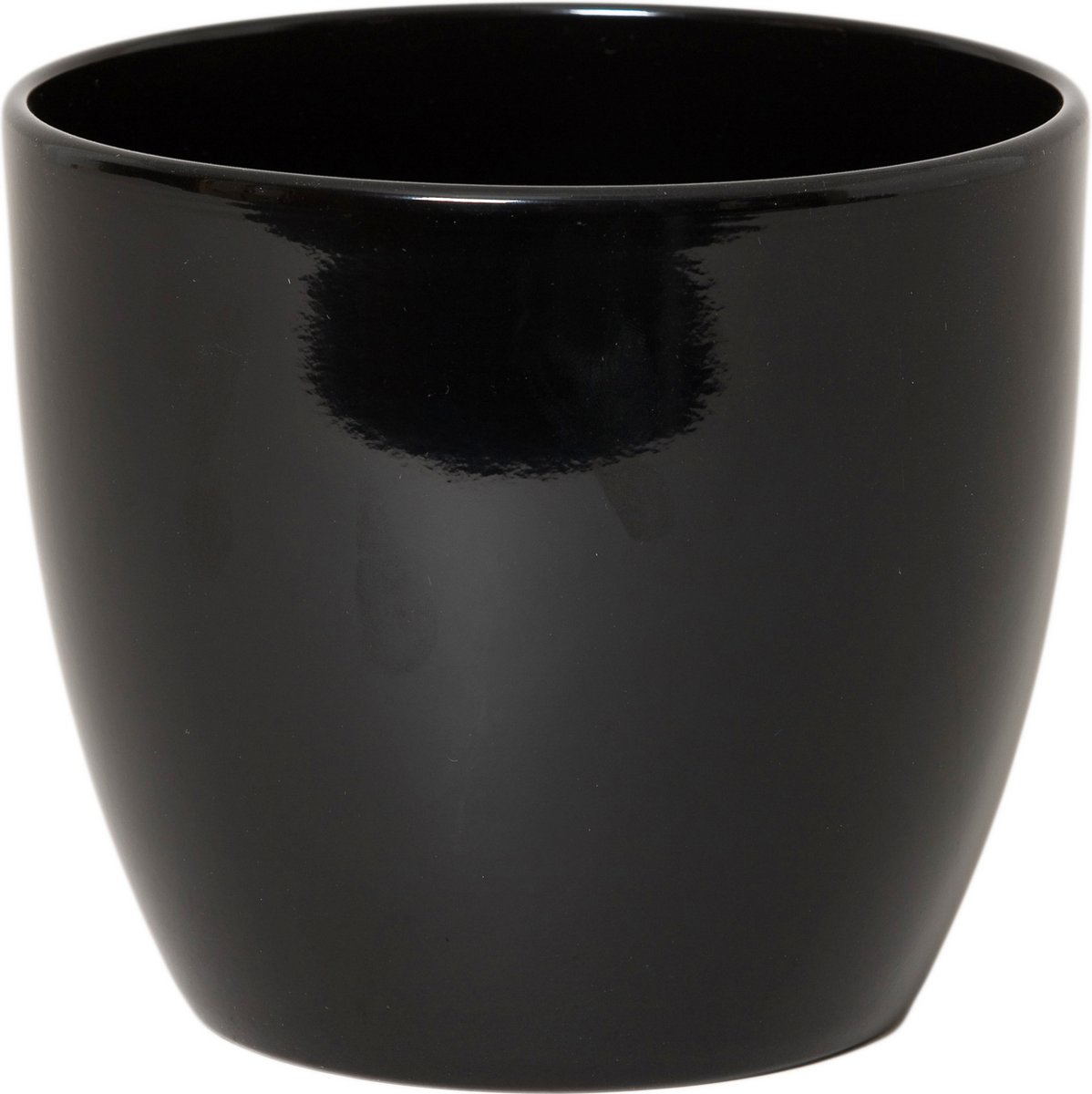 Floran Bloempot/plantenpot Boule - 1x - zwart - glans - keramiek - 15 x 13 cm