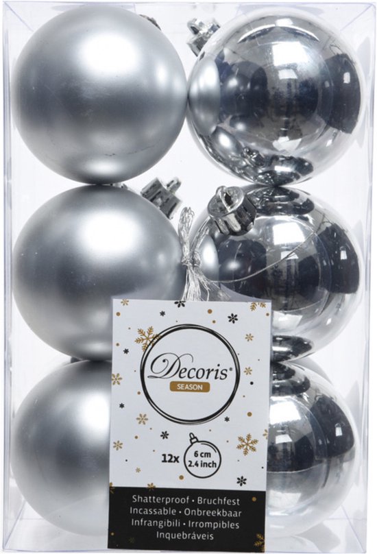 28x boules de Noël en plastique argent 4 et 6 cm - Décorations de Noël