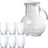 Cosy & Trendy pichet / pichet à eau / pichet à jus en verre 2,0 litres avec 6x verres à eau Versailles / verres à boire de 375 ml