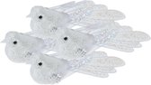4x pièces de décoration oiseaux en plastique sur clip blanc avec sequins 15 cm - Décoration oiseaux - Décorations de Décorations pour sapins de Noël