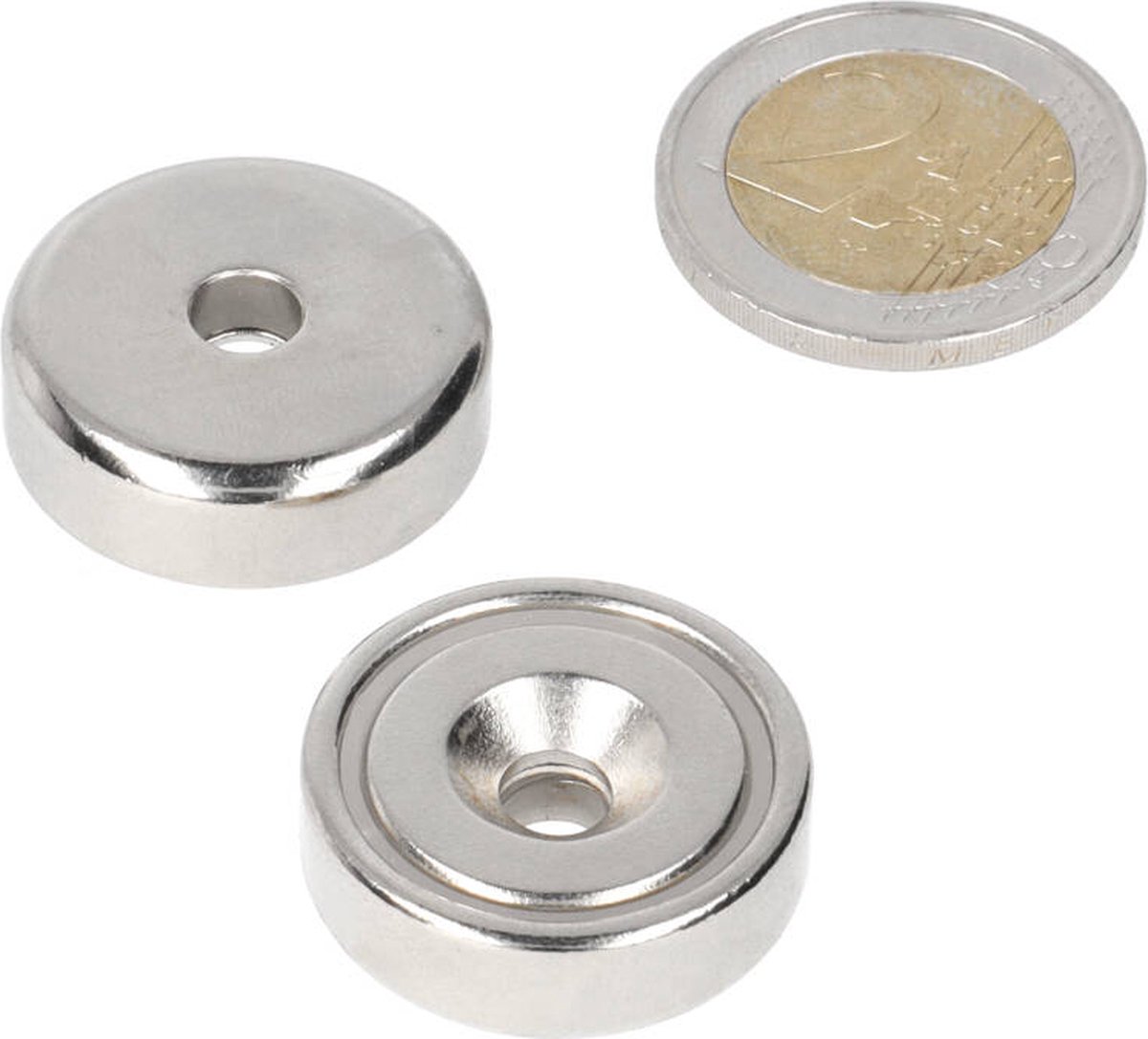 Potmagneet 25 x 8 x 5,5 mm, met boor-/verzinkgat | bol