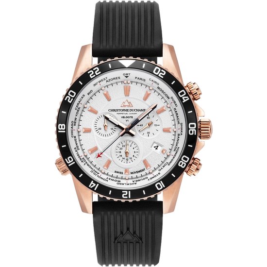 Luxe mannenhorloge | Velocity - Rose Gold Black | Christophe Duchamp