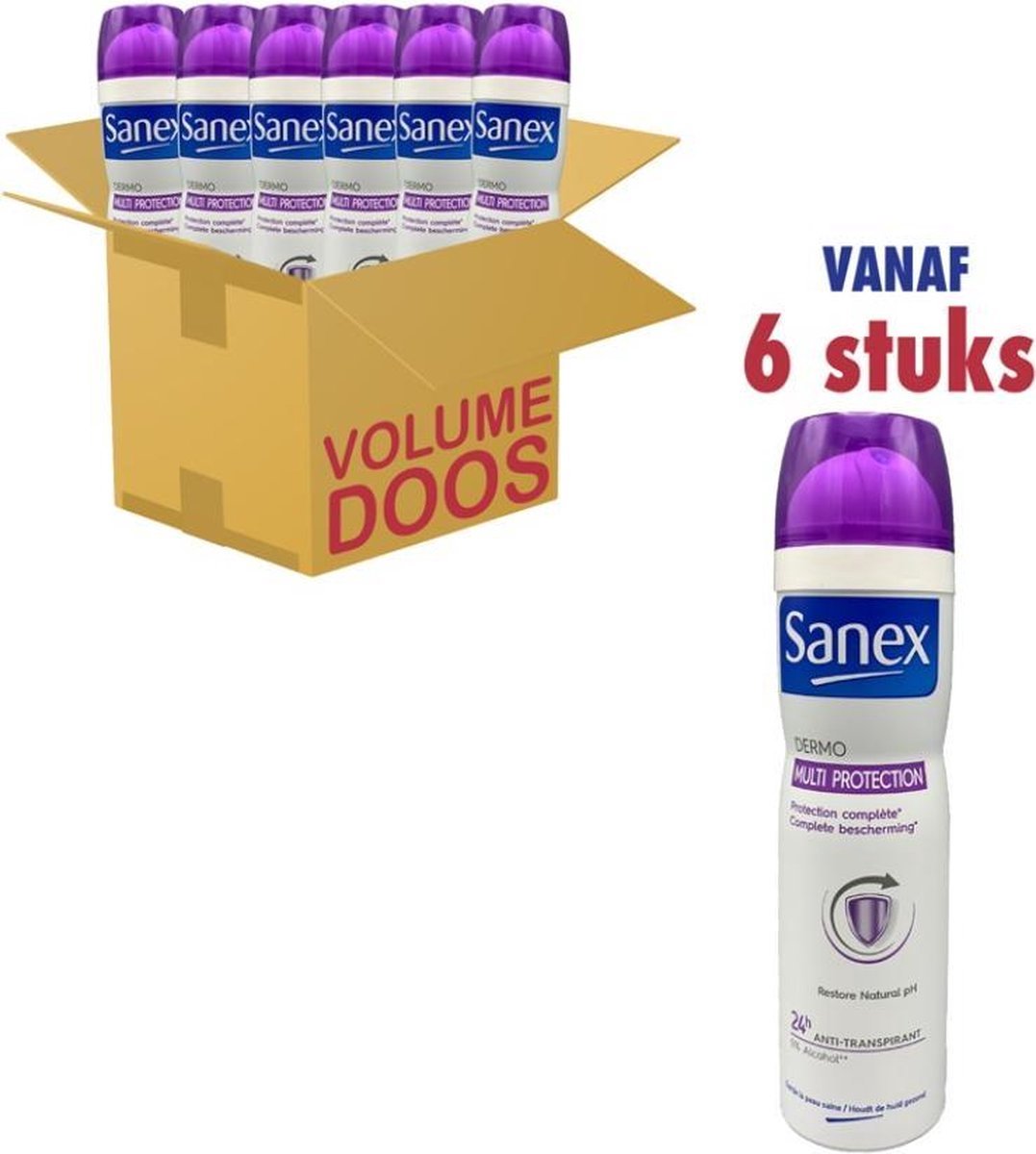 Sanex Deo Spray - Dermo Multi 7 in 1 Protection - Voordeelverpakking 6 x 150 ml