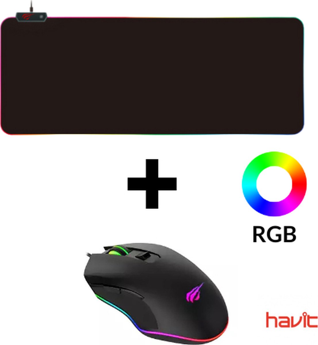 Havit Gamenote RGB gaming muis + XXL RGB muismat HV-MP903A