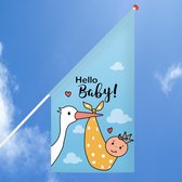 Geboortevlag ooievaar blauw - Vlaggen - Kioskvlag - Geboorte - Jongen - Baby - Zolief