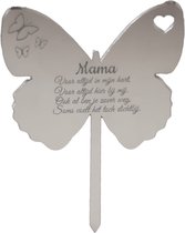 LBM Grafsteker voor mama - Bloemensteker - Vlinder zilver