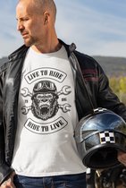 Rick & Rich biker Growling Monkey - T-shirt 3XL - Ride to Live tshirt - Heren biker tshirt - Live to ride tshirt - T-shirt met aap - Mannen biker tshirt