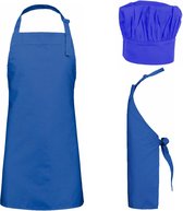 Benza Schort Keukenschort voor kinderen 50 x 60 cm en koksmuts - Kobaltblauw