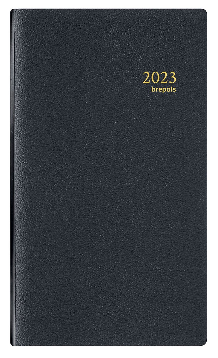 Brepols Agenda 2023 - GENOVA - Plan-O-Rama - Geniet - 9 x 16 cm - Zwart