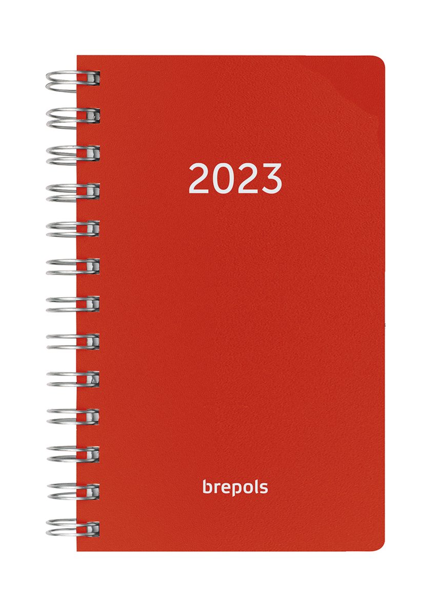 Brepols Agenda 2023 - POLYPROP - Notavision - Wire-O - 9 x 16 cm - Rood