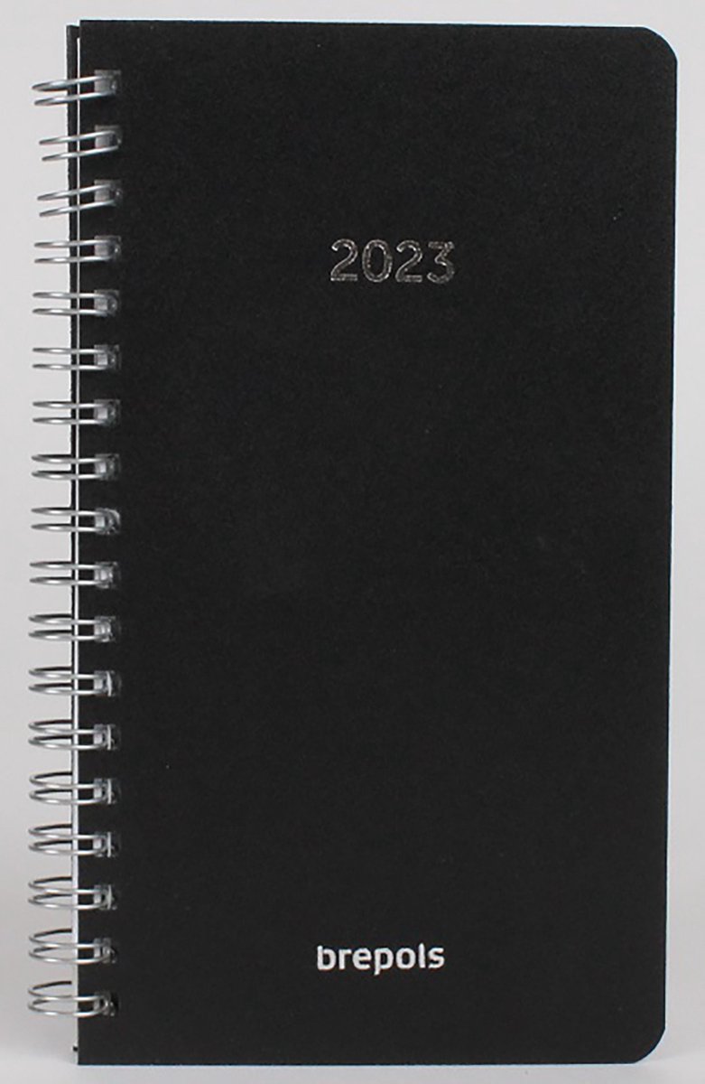 Brepols Agenda 2023 - POLYPROP - Notavision - Wire-O - 9 x 16 cm - Zwart
