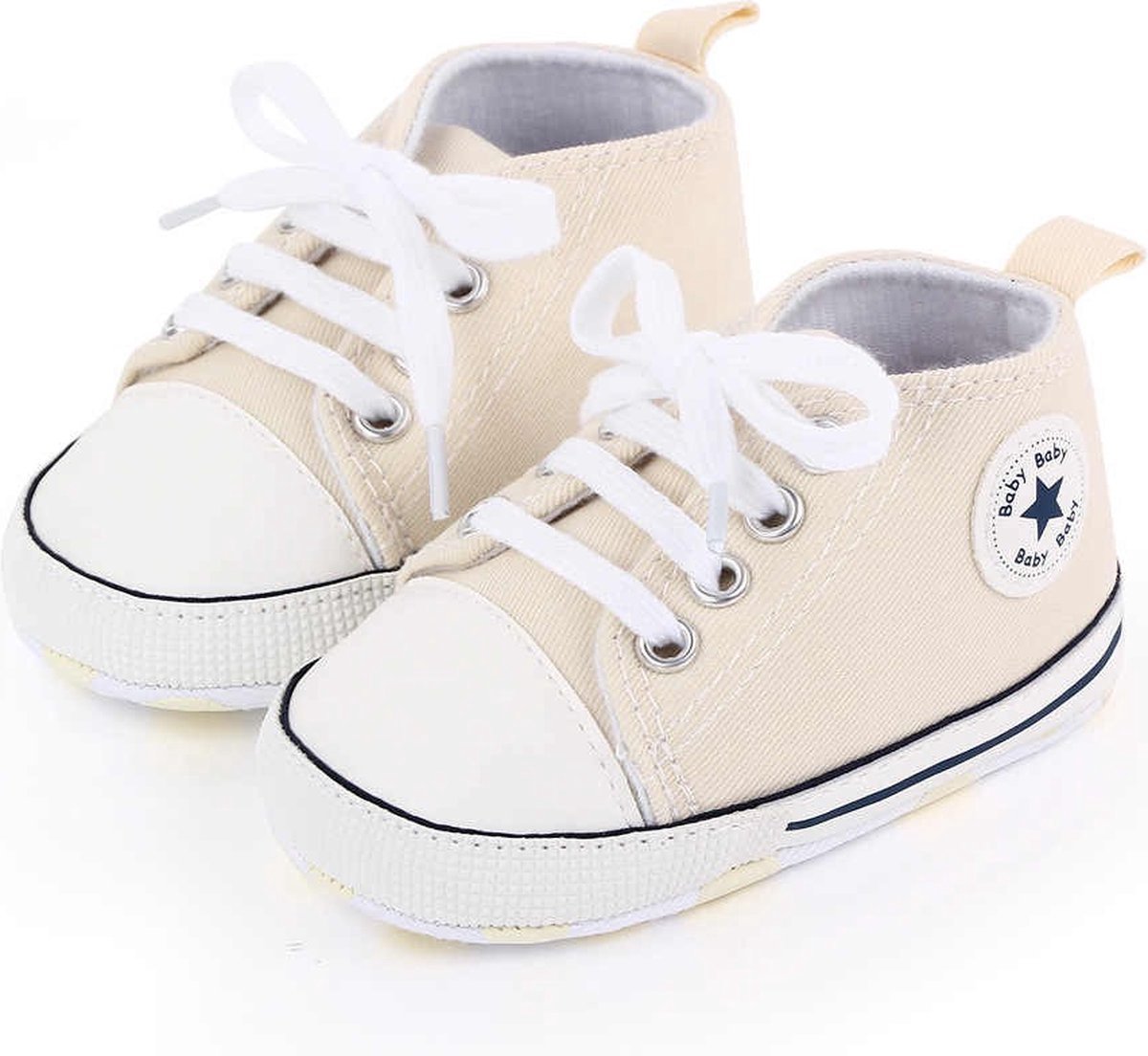Steppies Babyschoentjes - Beige - Zachte Zool Antislip - Maat 19-20 (6-12 maanden, 12 cm) - Babyslofjes