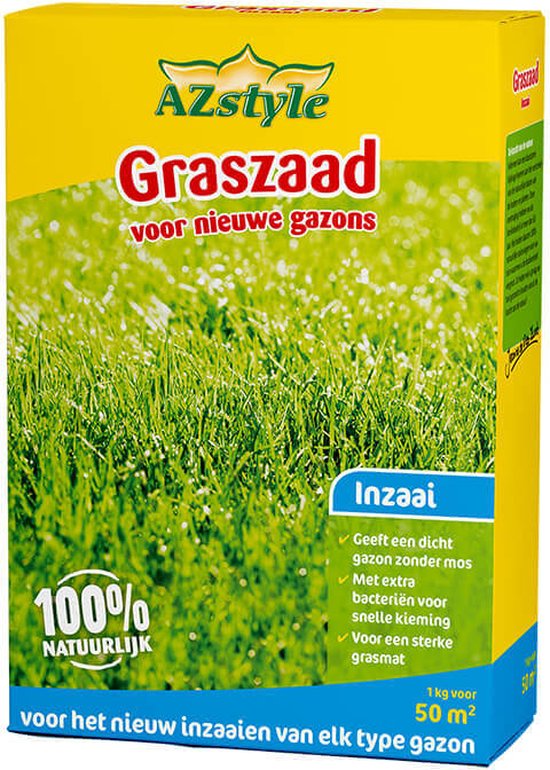ECOStyle Graszaad-Inzaai voor Nieuwe Gazons - Dicht Gazon zonder Mos - Sterke Grasmat - Snelkiemend Graszaad - Speel & Siergazons - 50 M² - 1 KG