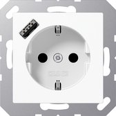 Prise JUNG SCHUKO avec USB - Série AS/A - A1520-18AWW - Encastré - Blanc alpin