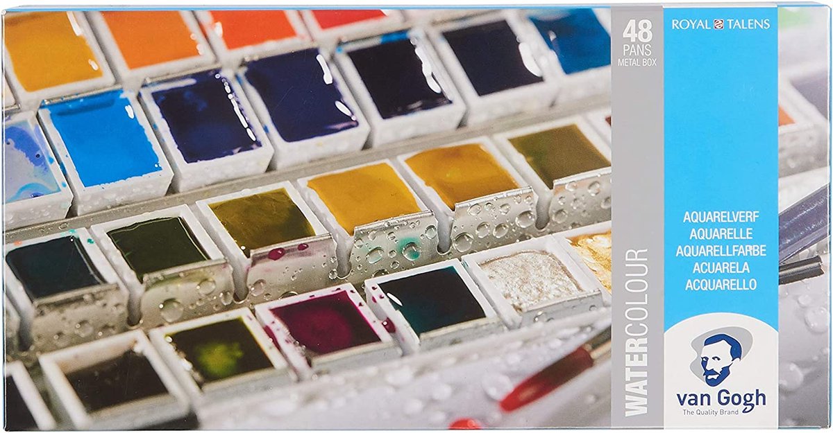 Van Gogh Aquarelverf in metalen blik 48 kleuren in halve Napjes