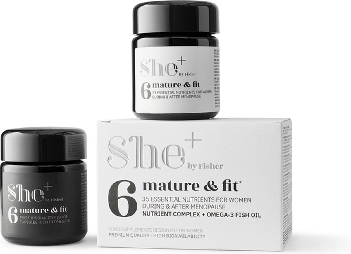 Goedkoopste SHE MATURE & FIT - vitamine - 30 tabletten 30 omega 3 capsules - natuurlijk vitaminen A - D3 plantaardig - E - K2 - folliumzuur B11 - B12