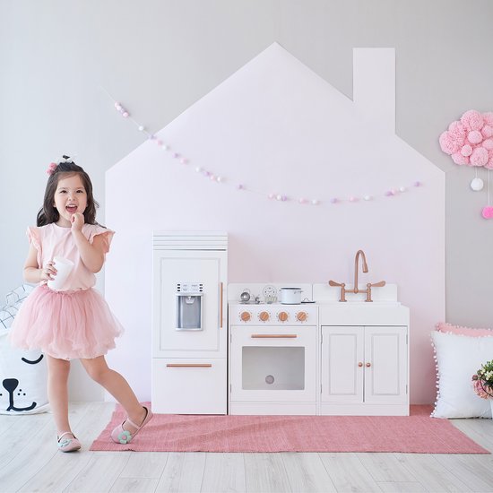 Teamson Kids Groot Modern Houten Speelkeuken Met Accessoires - Kinderspeelgoed - Rollenspel Speelgoed - Wit & Rose Goud van Teamson Kids — afbeelding 5
