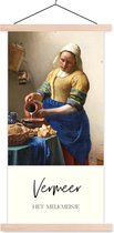 Posterhanger incl. Poster 60x120 cm - Schoolplaat - Kunst - Melkmeisje - Vermeer - Textielposter - Blanke latten