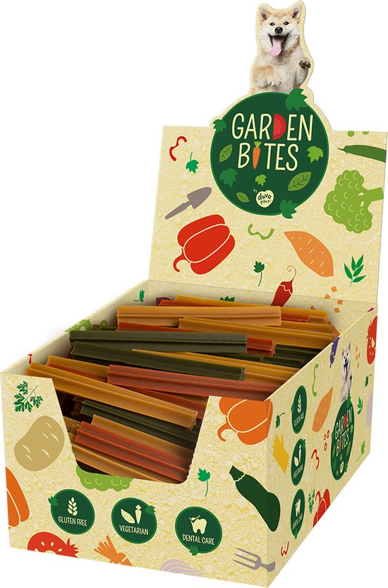 GARDEN BITES DENTAL STICKS SMALL DISPLAY 13cm 15g gemengde kleuren