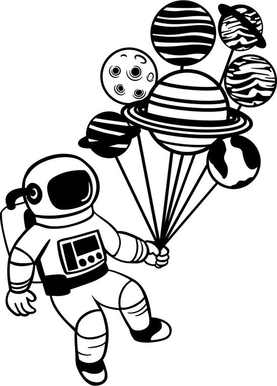 Muursticker Astronaut - Ballonen - Space - Jongens - Slaapkamer - Galaxy - Planeet