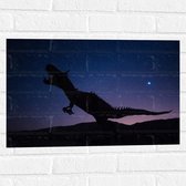 WallClassics - Muursticker - Silhouette van een Dinosaurus in de Nacht - 60x40 cm Foto op Muursticker