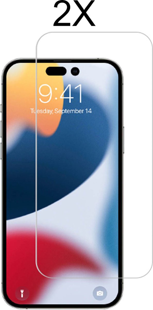 Screenprotector geschikt voor iPhone 14 Pro Screenprotector 2X Tempered Glass - iPhone 14 Pro Screen protector anti shock- 2PACK voordeelpack - EPICMOBILE