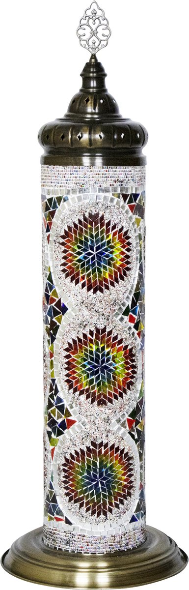Oosterse mozaiek cilinder vloerlamp - Mixcolour - Hoogte 87cm